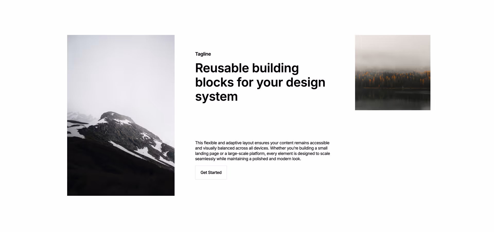 Webflow component with left-aligned image, right-aligned heading, description, and CTA button for responsive feature sections