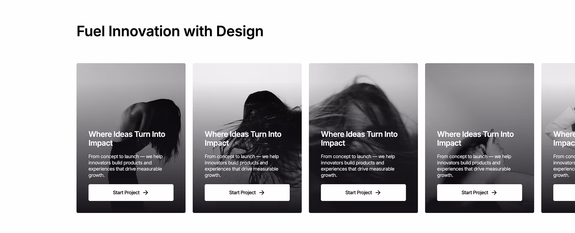 Fuel Innovation with Design – responsive Webflow component featuring a carousel 