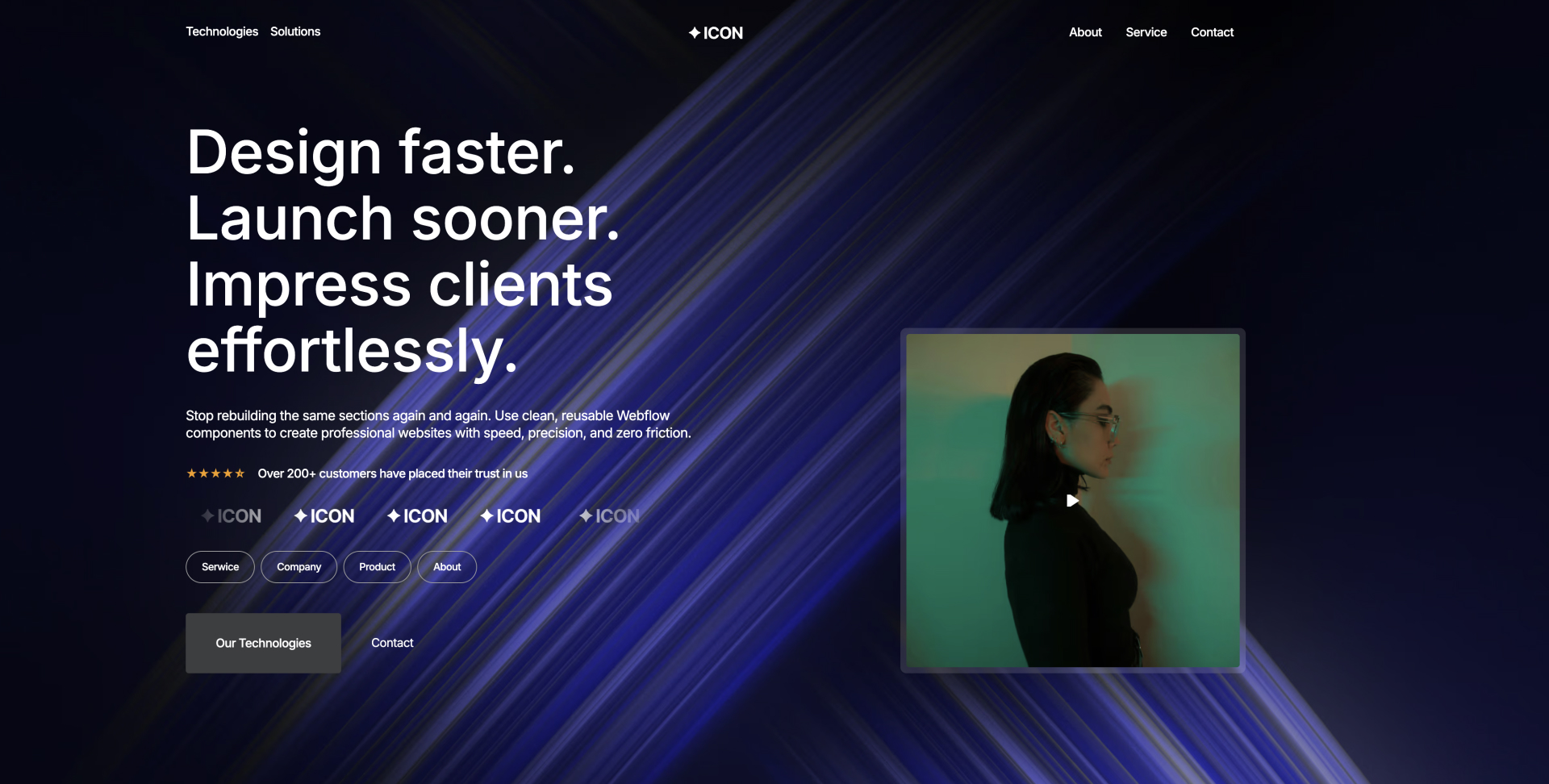 Webflow designer working with clean, reusable UI components to build modern, fast, responsive websites, webflow component