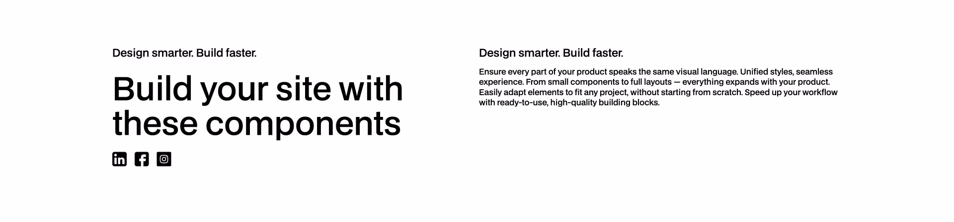 Centered title Webflow component with bold styling