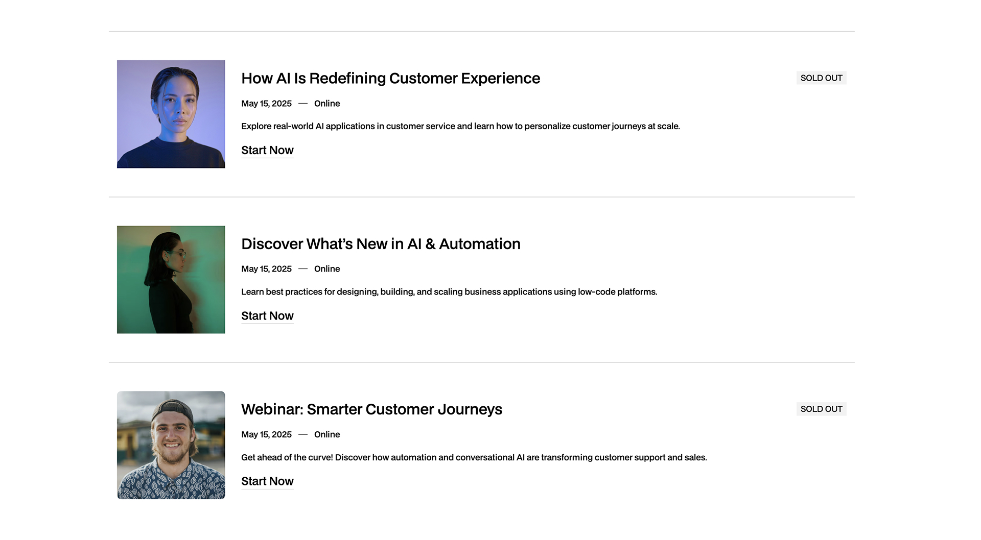 Event Webflow component with schedule and signup button