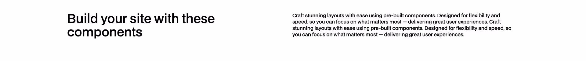 Minimal header Webflow component with a bold headline, supporting subheader, and email input field with a black Submit button — ideal for lead capture and hero sections