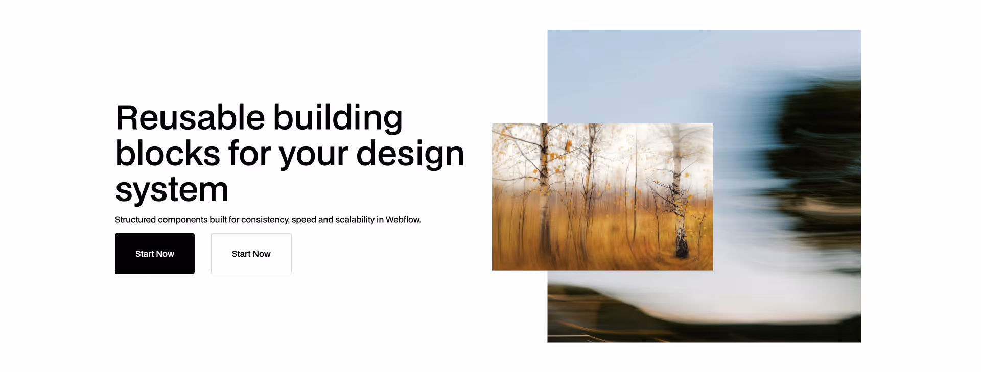 Hero Webflow component with split layout and strong CTA