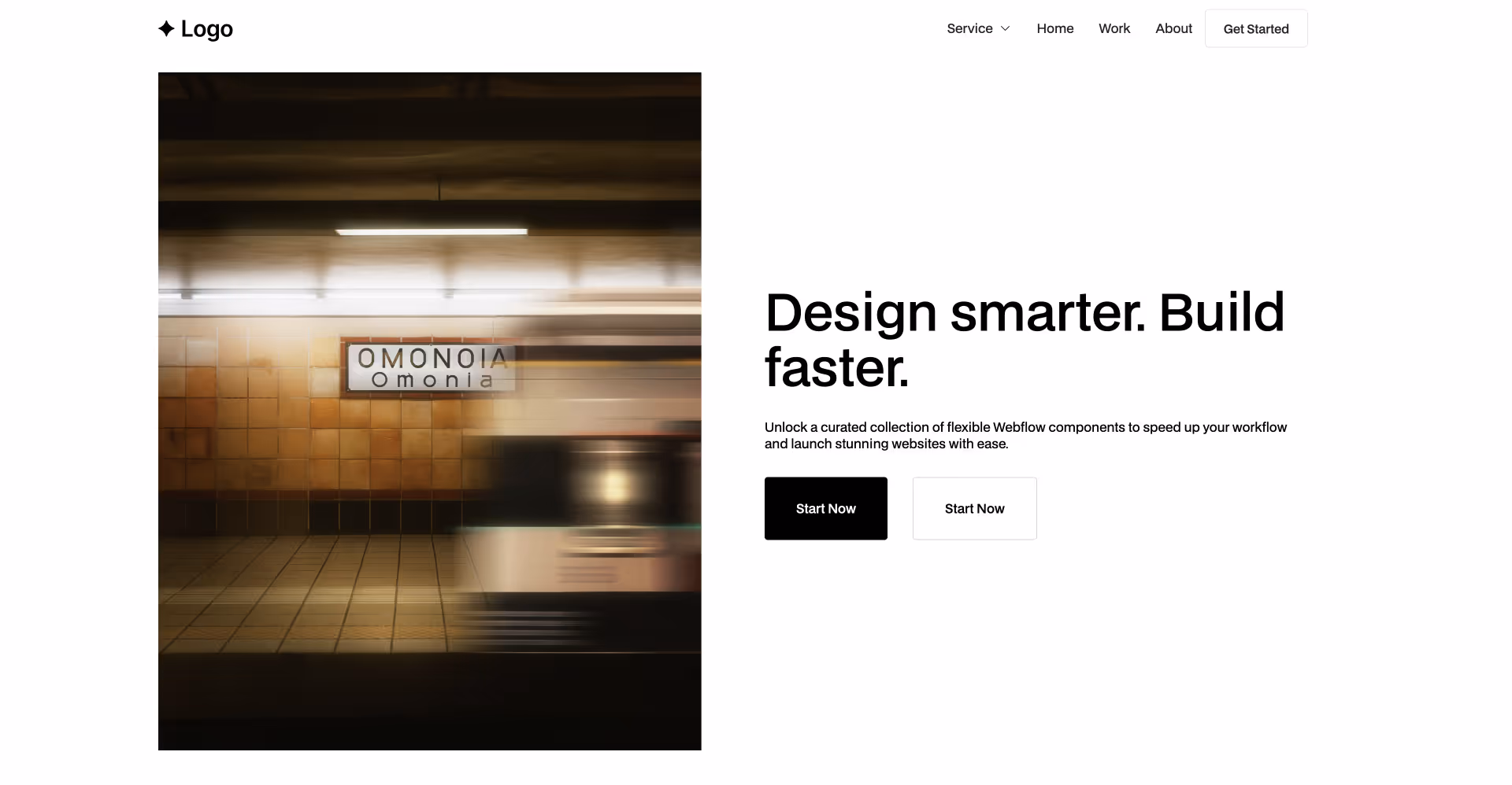 Hero Webflow component with icon grid and intro copy