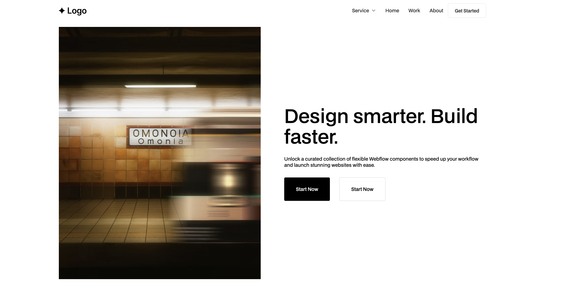 Hero Webflow component with icon grid and intro copy