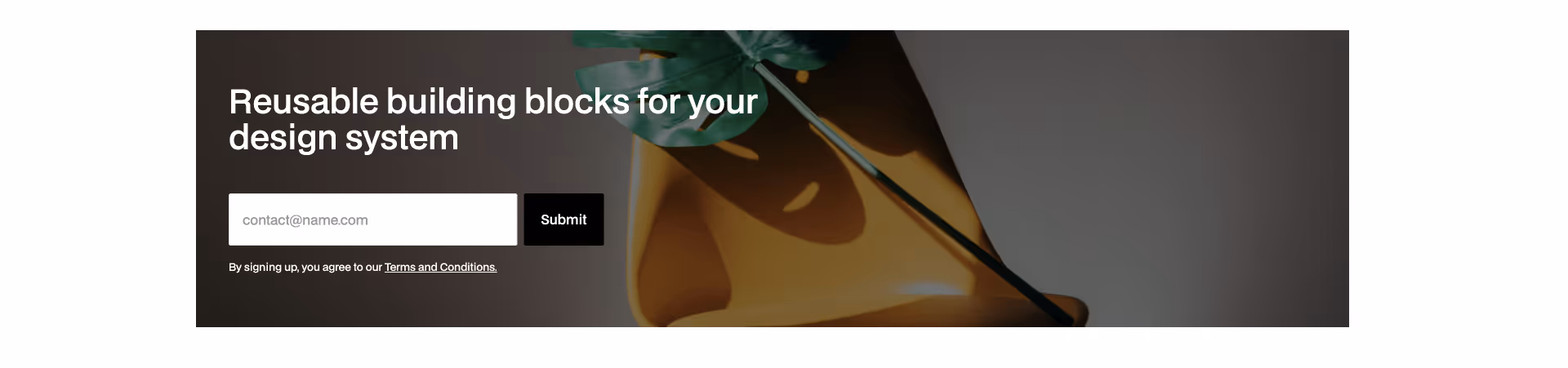 Reusable Webflow component with email input and Terms & Conditions note, designed for scalable design systems.