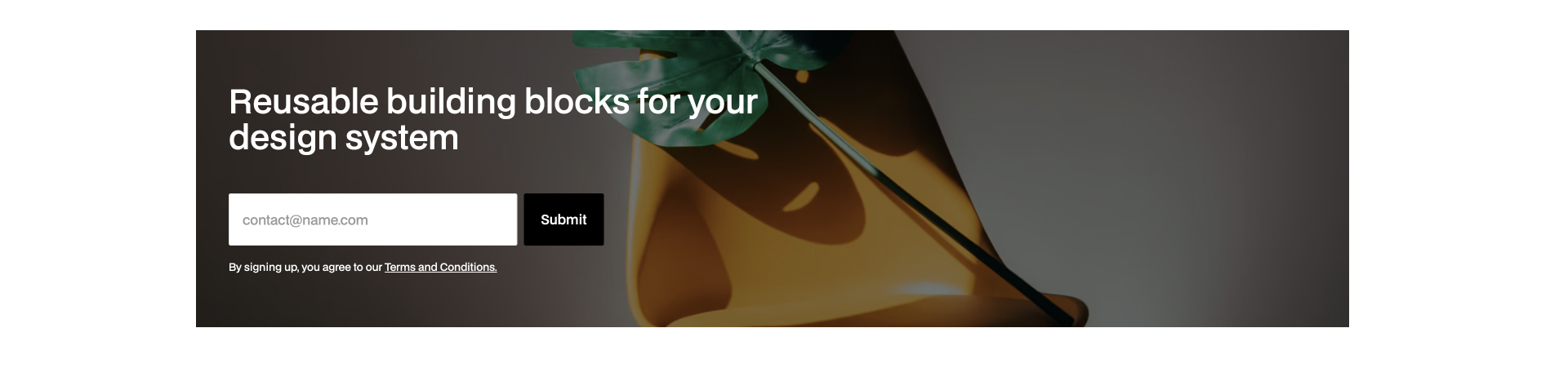 Reusable Webflow component with email input and Terms & Conditions note, designed for scalable design systems.