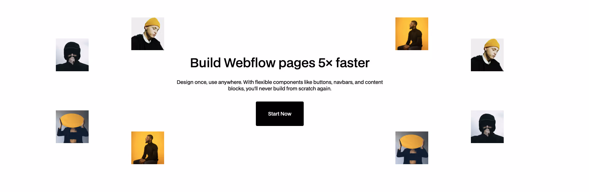 Call-to-action with interactive links — hovering over each link reveals an image preview on the side.