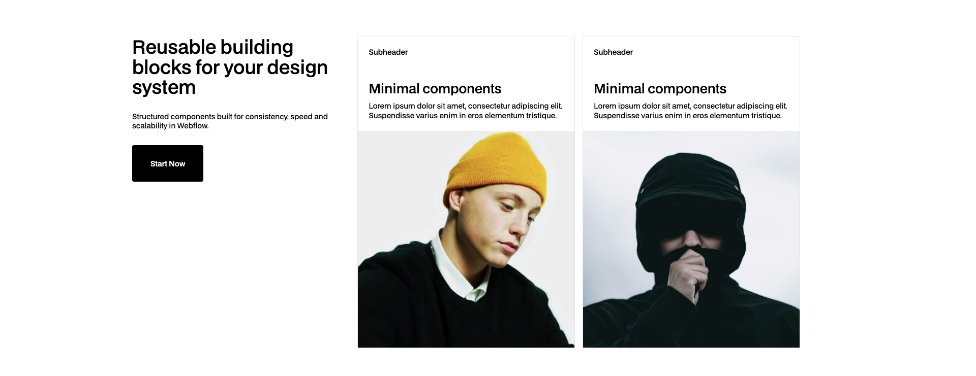 Stylized card Webflow component with soft background