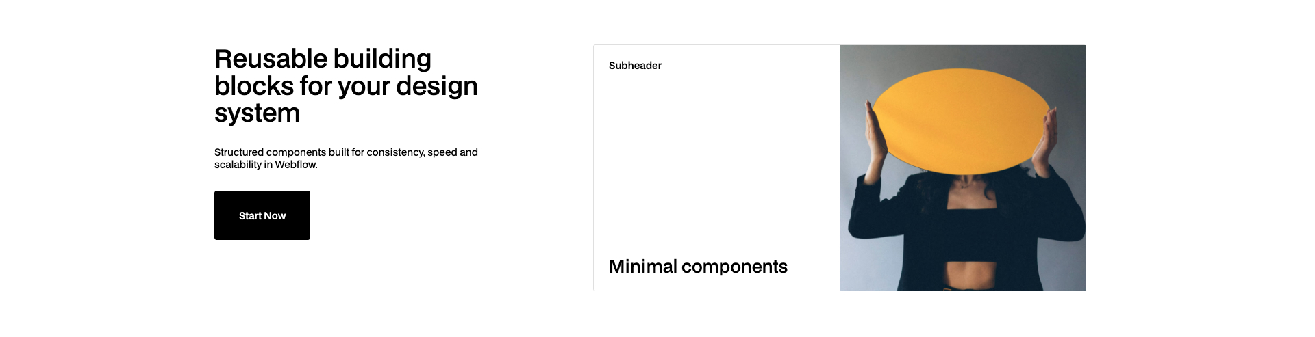 Webflow component card with label and CTA