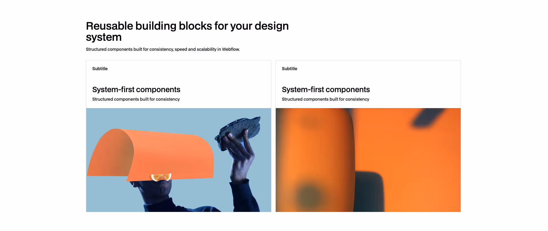 Card grid Webflow component for service highlights