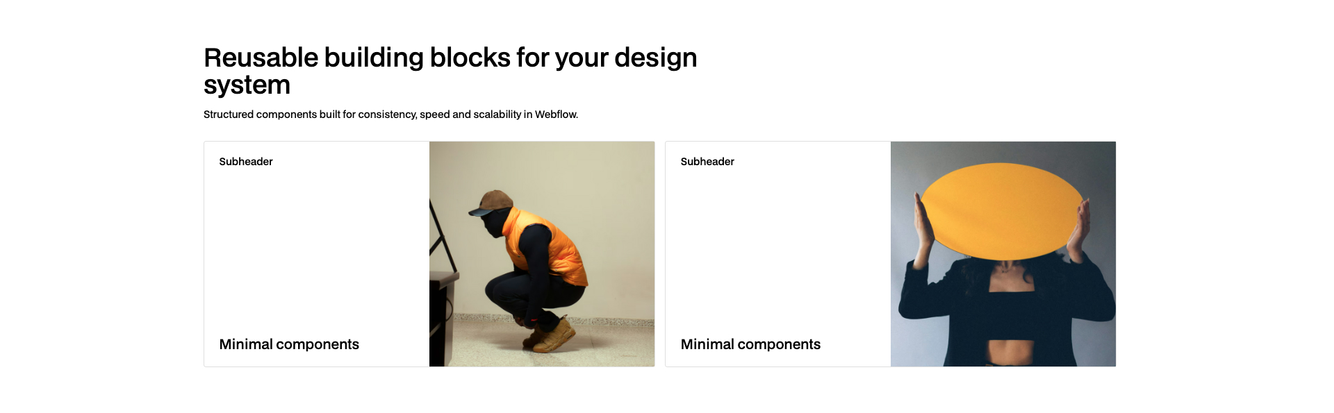 Overlapping image card Webflow component