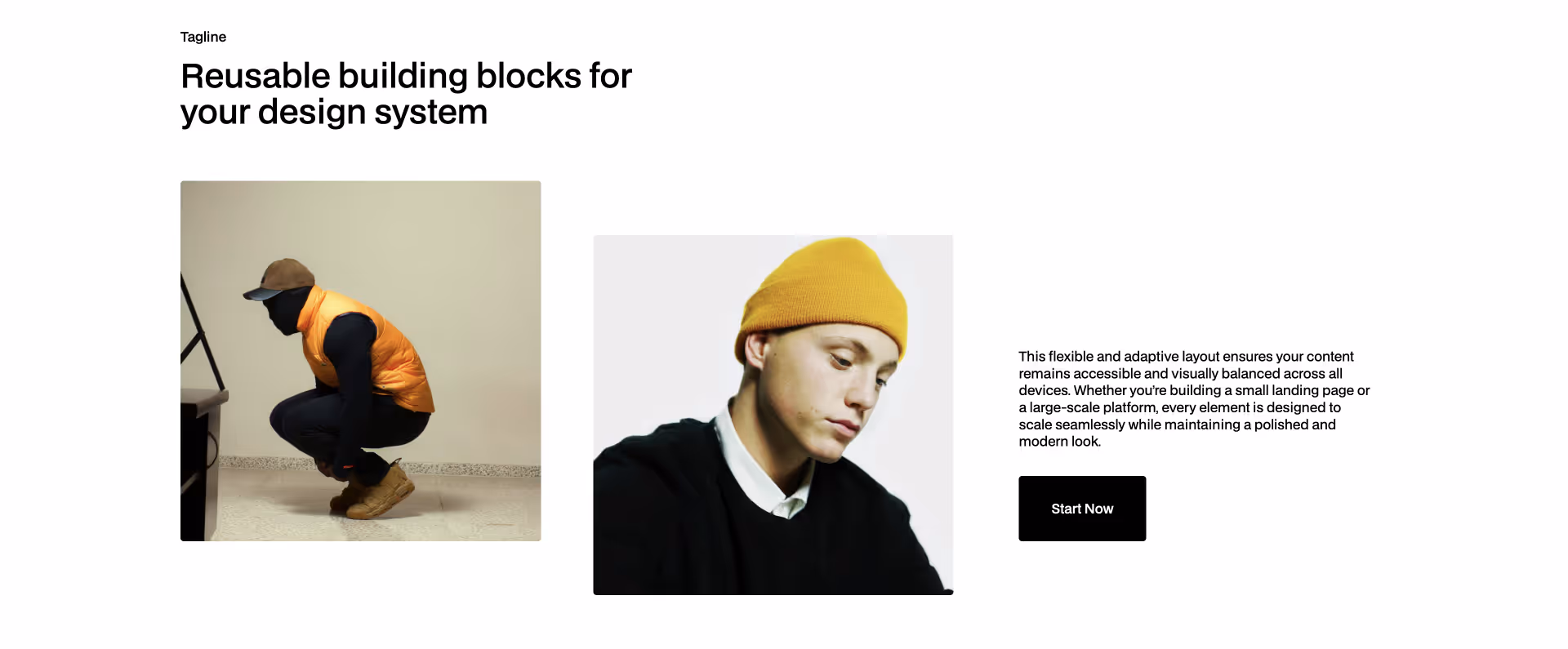 Webflow component with flexible layout and reusable blocks for design systems