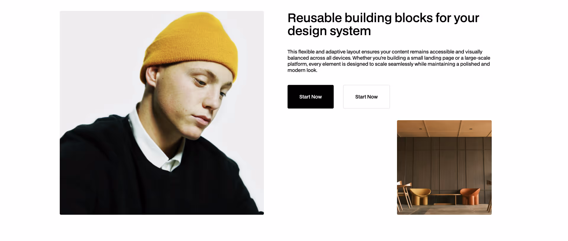 Webflow component with three image blocks and scalable layout for responsive design systems