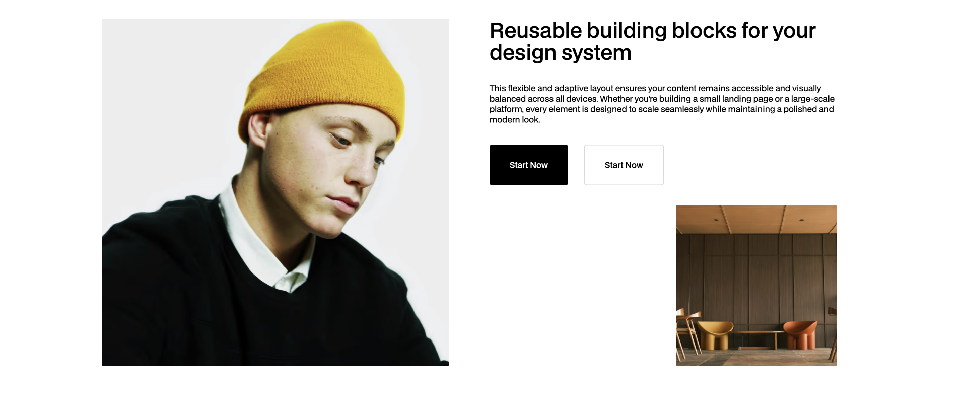 Webflow component with three image blocks and scalable layout for responsive design systems