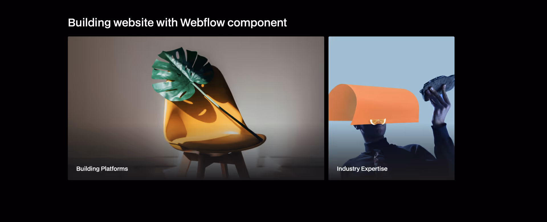 Interactive Webflow component with hover effect on service cards: Social Media Ads, Web Design, Analytics.