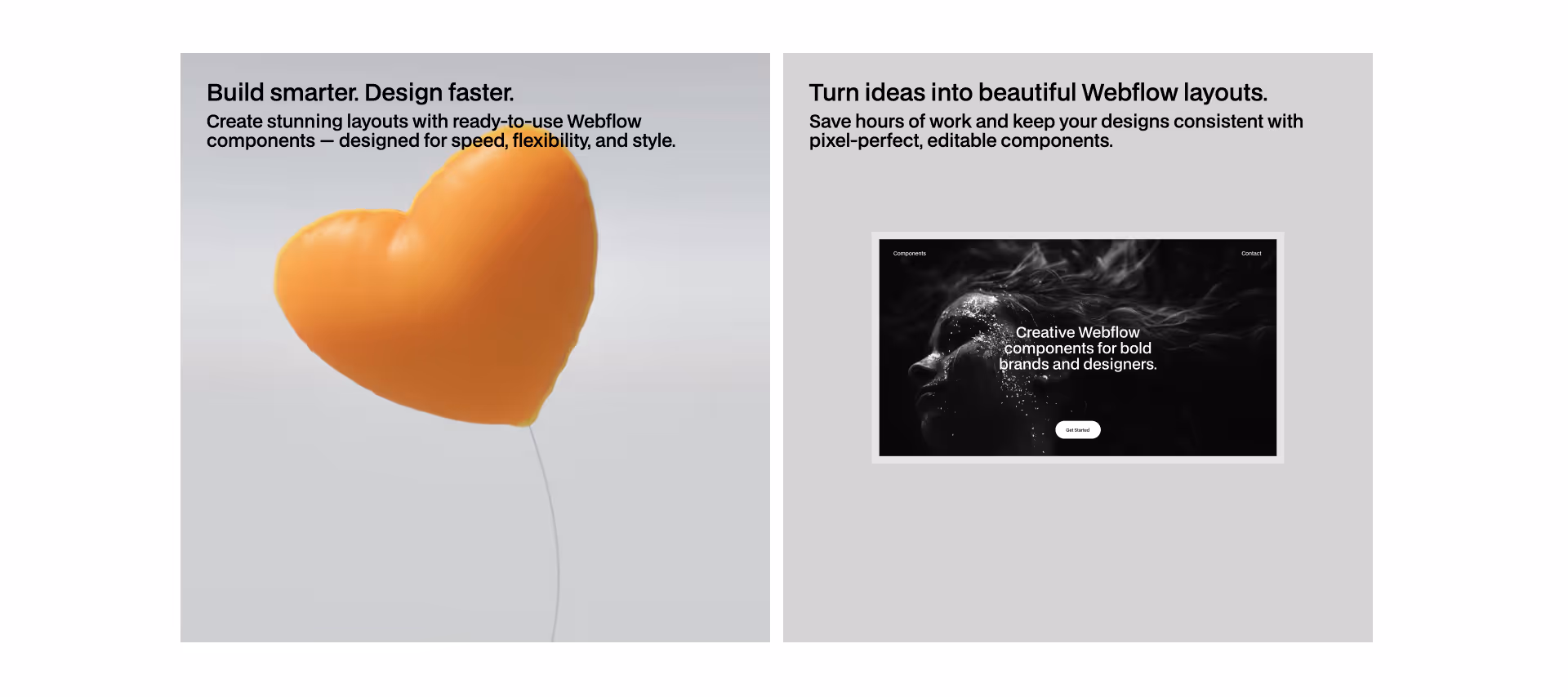 Animated testimonial slider with client quote and icons.