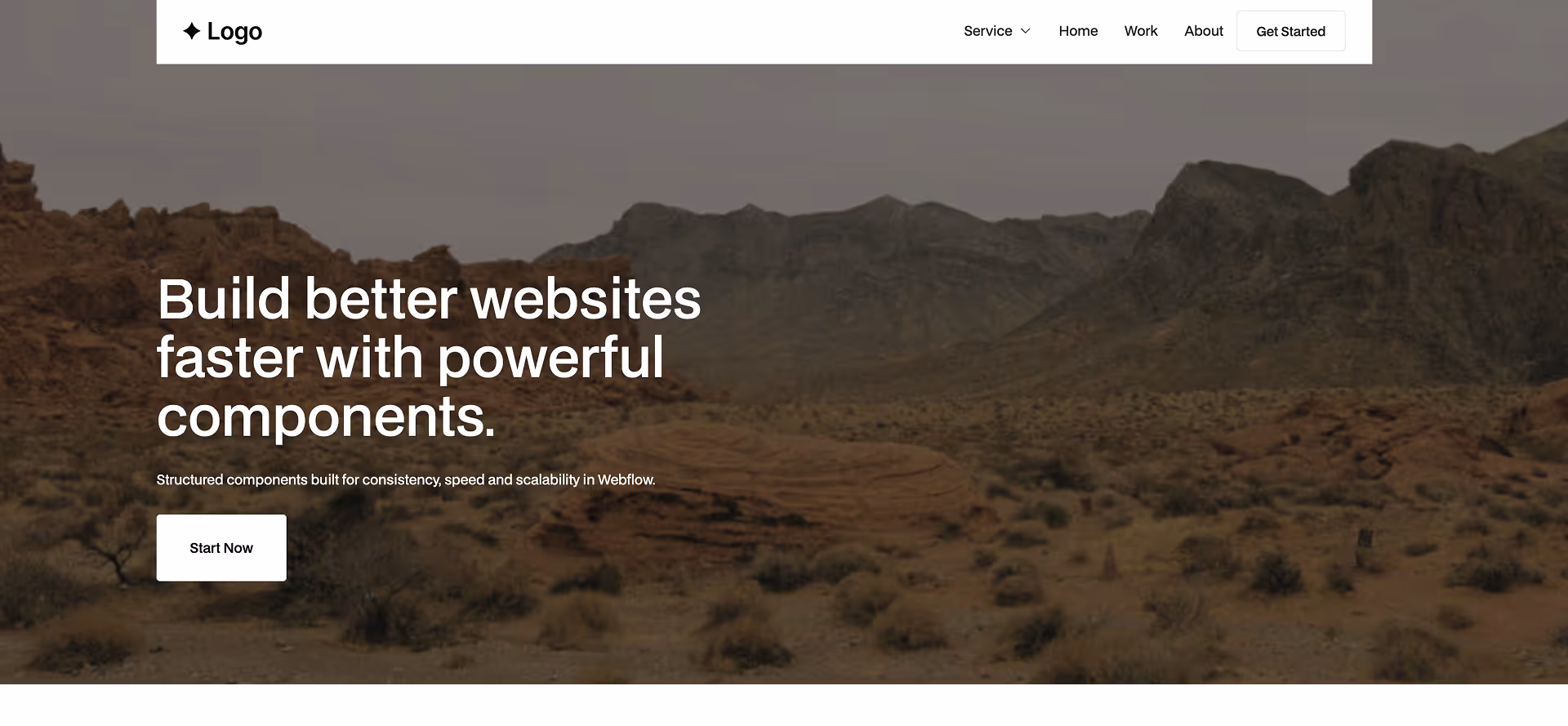 Hero Webflow component with testimonial and call to action