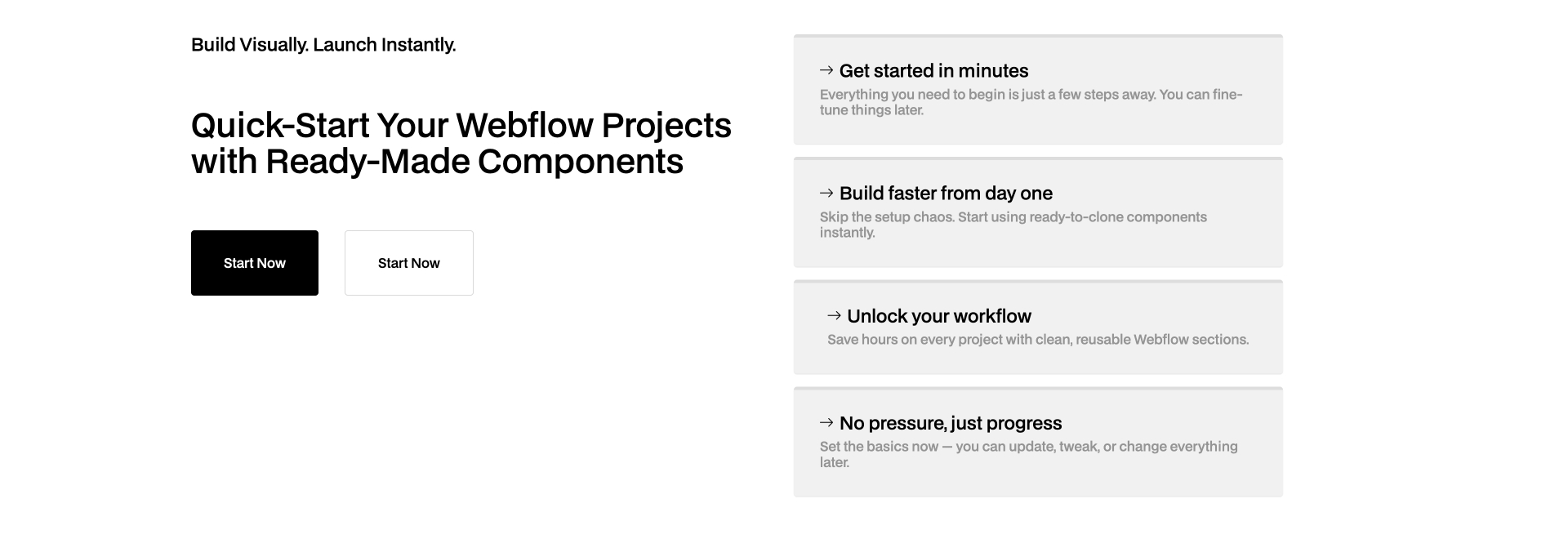 Webflow component Minimalist portrait overlaying animated typography on a dark background