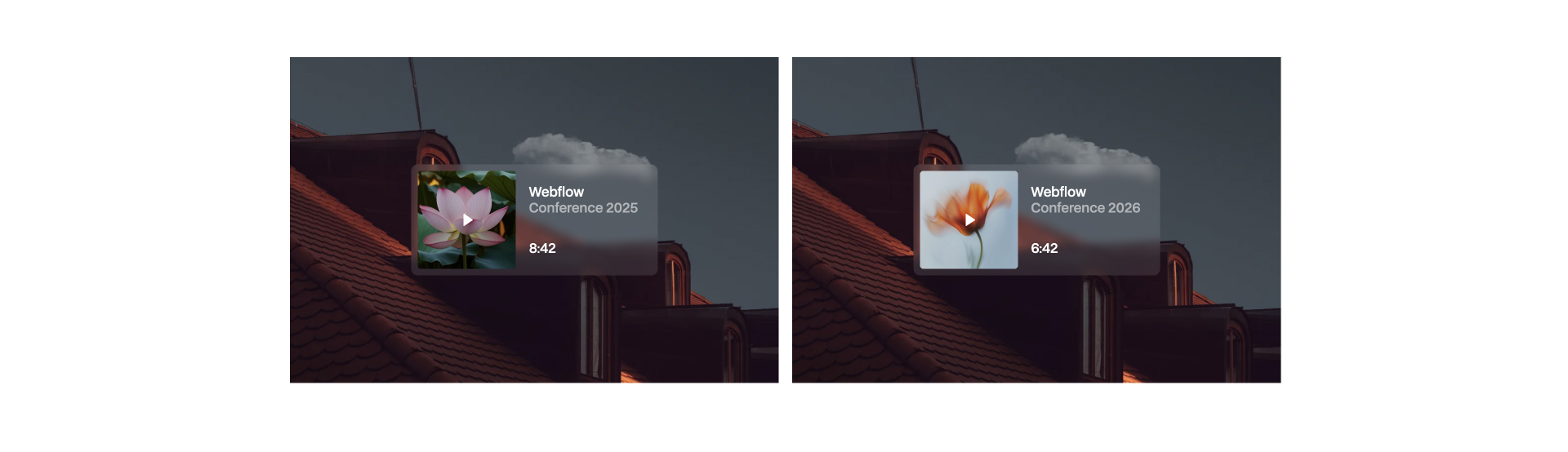 Animated Webflow component vide with content