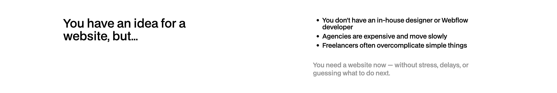 Title 10 Webflow component – bold heading with embedded images and CTA buttons below.