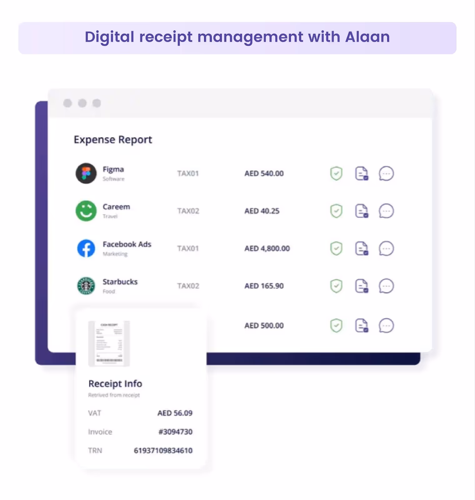 Alaan receipt matching