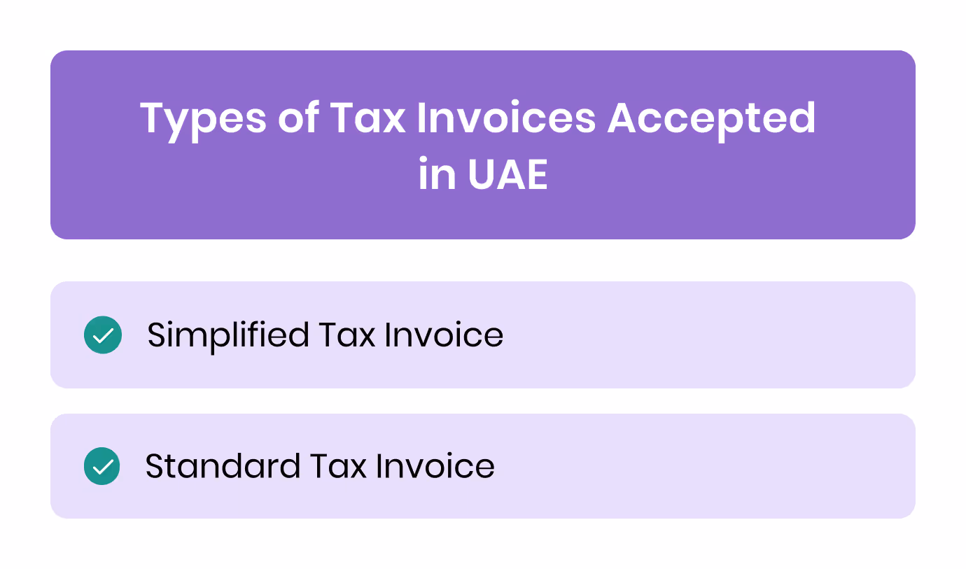 Types of Tax Invoices Accepted in UAE