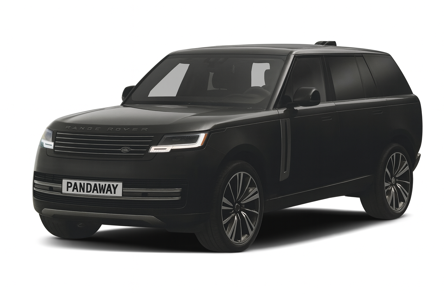 Luxury black Range Rover SUV with a custom PANDAWAY plate, representing premium VIP transportation and high-end concierge services.