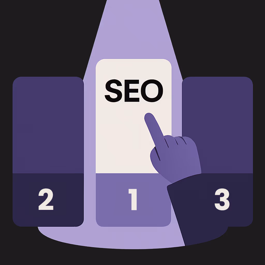Darstellung eines Podest, auf den du mit SEO auf Platz 1 landest