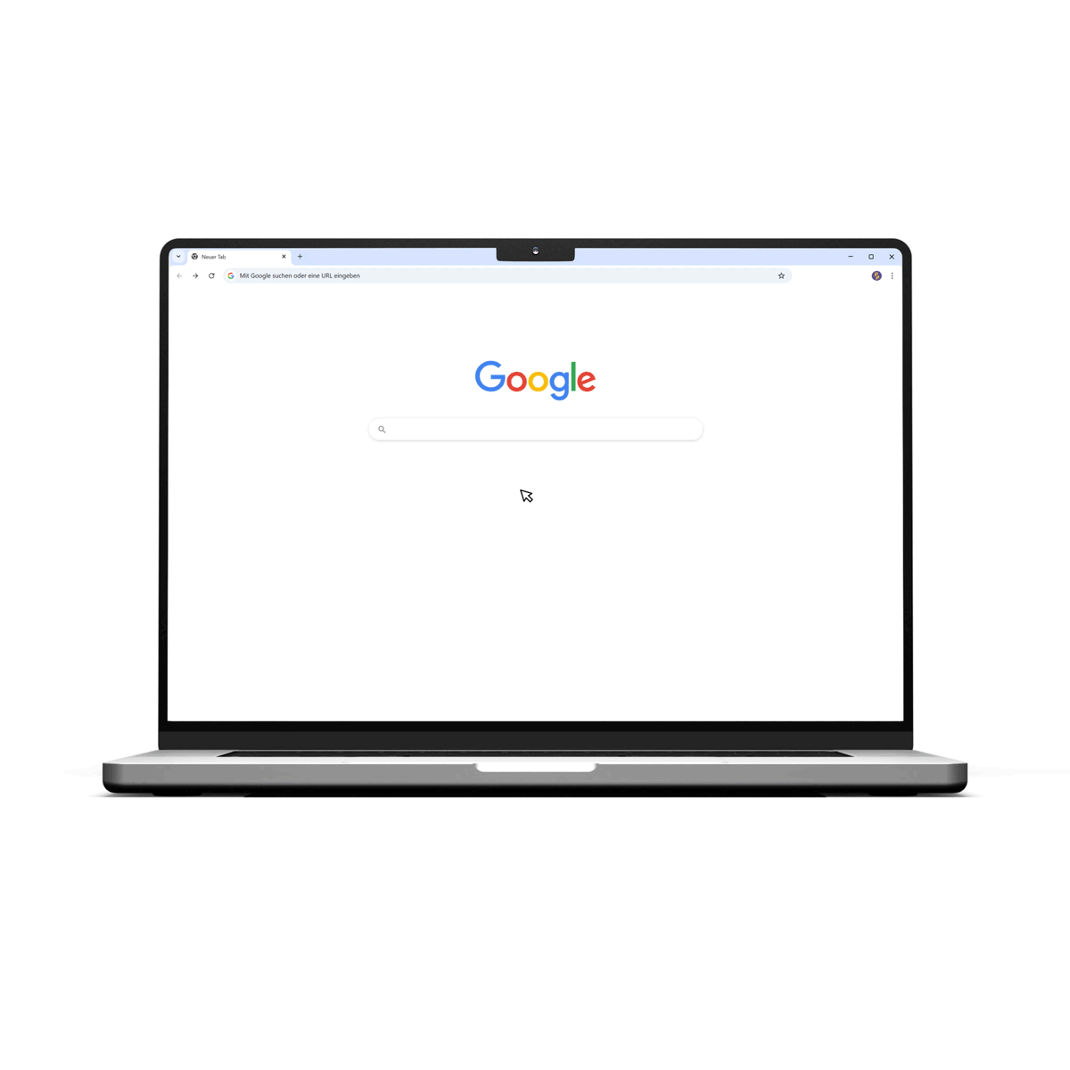 Ein Laptop mit einer Google Suche, wobei gezielt gesucht und gefunden wird