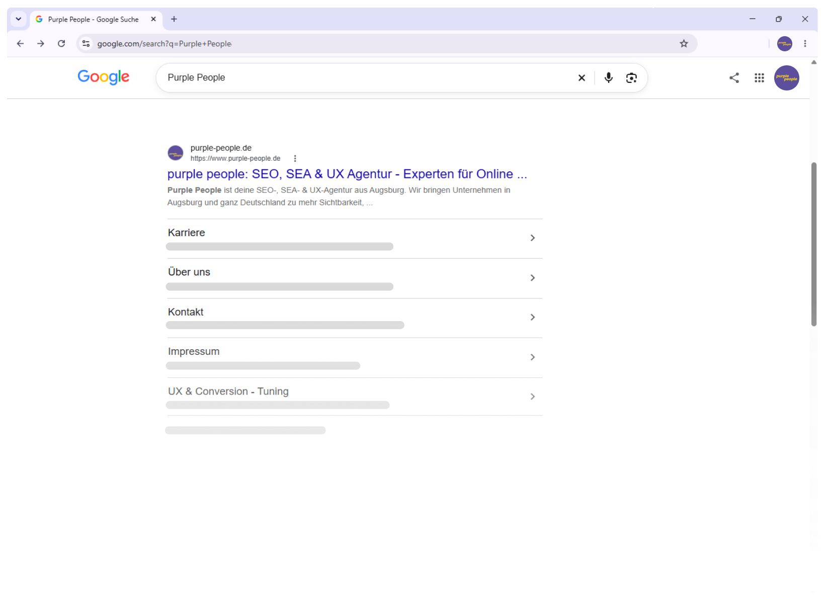 Eine Darstellung einer einfachen Google-Suche