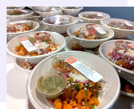 labeled lunches with delicious mediterranean grain bowls