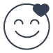 a line icon of a smiling face with a heart