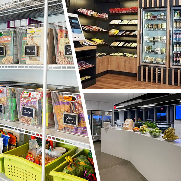 collage showing three different pantry looks from casual to high-end