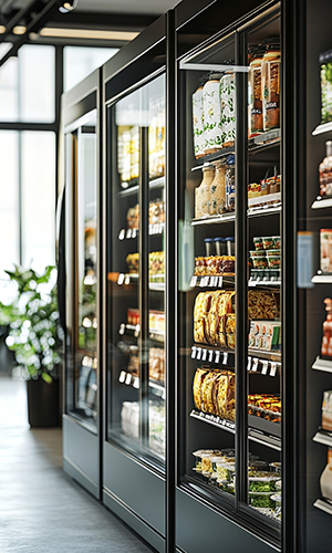 refrigerated cases in an office