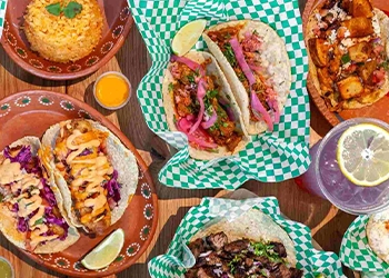 Table of tacos from La Adelita