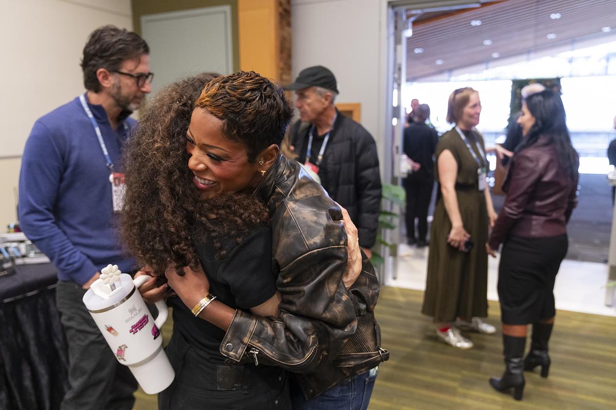 ted2026-guest and keke palmer hugging each other-speaker meetups