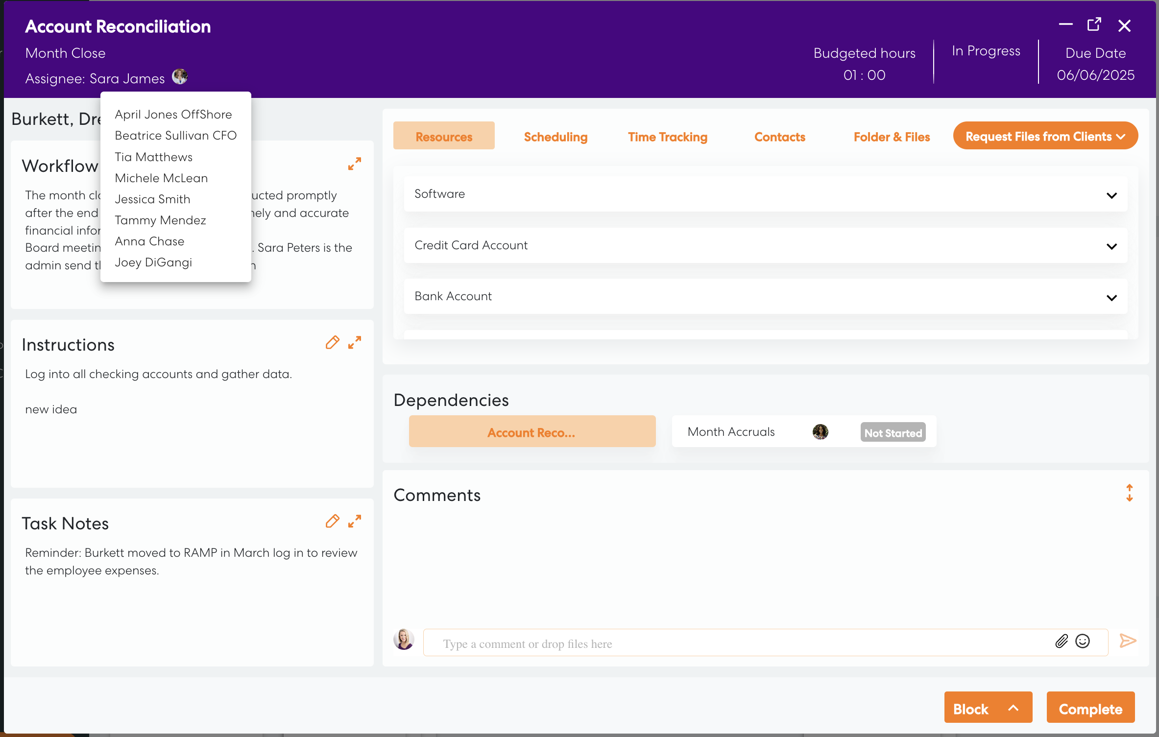 task modal in levvy