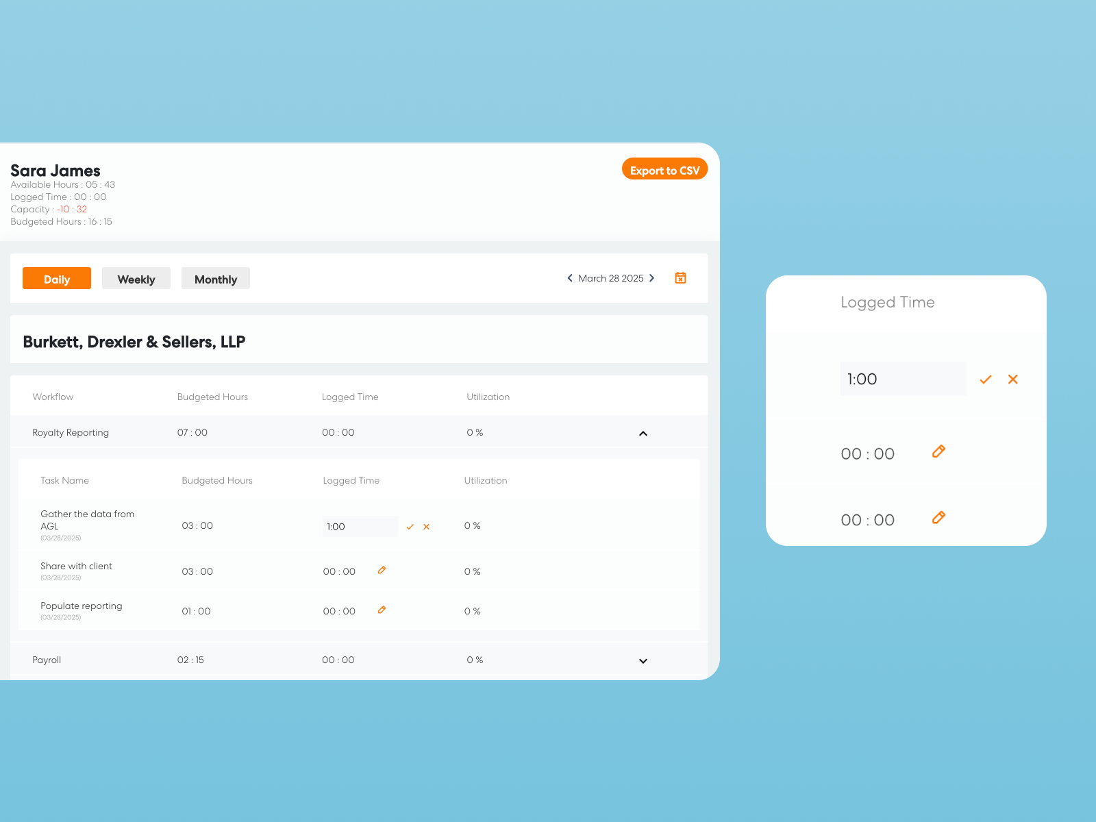 manual time logging