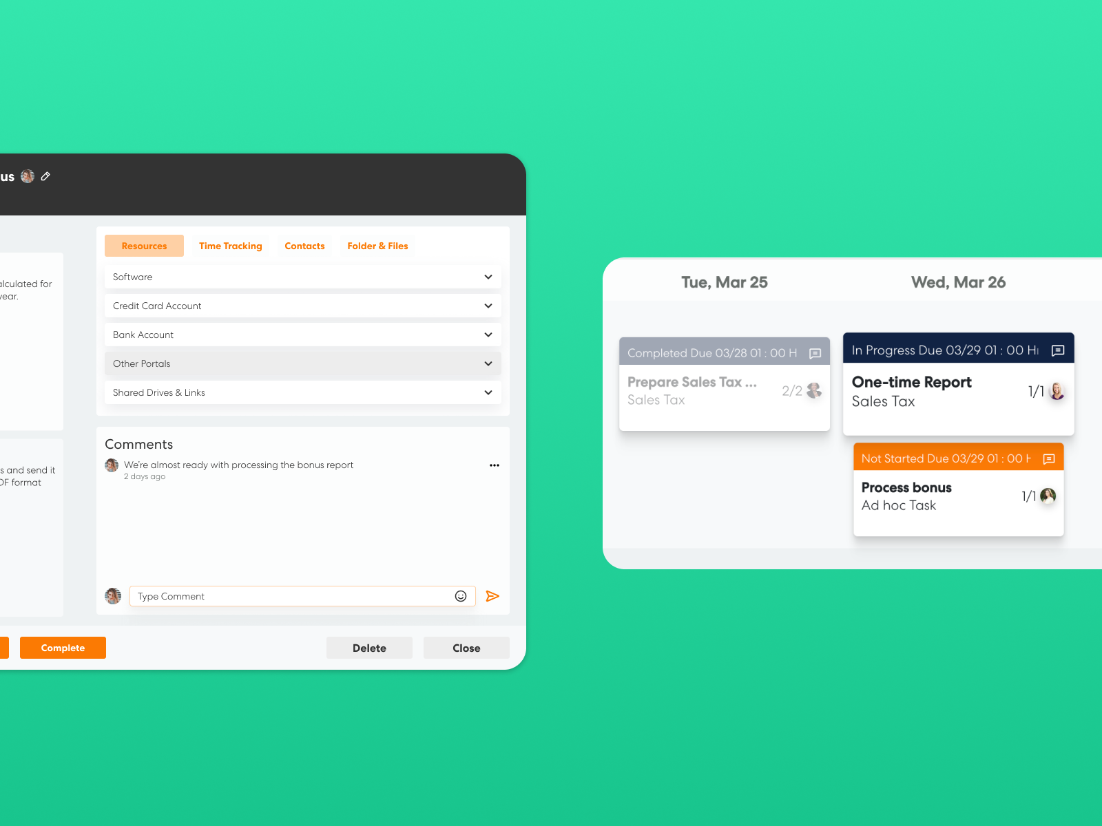 Ad hoc tasks in workspace
