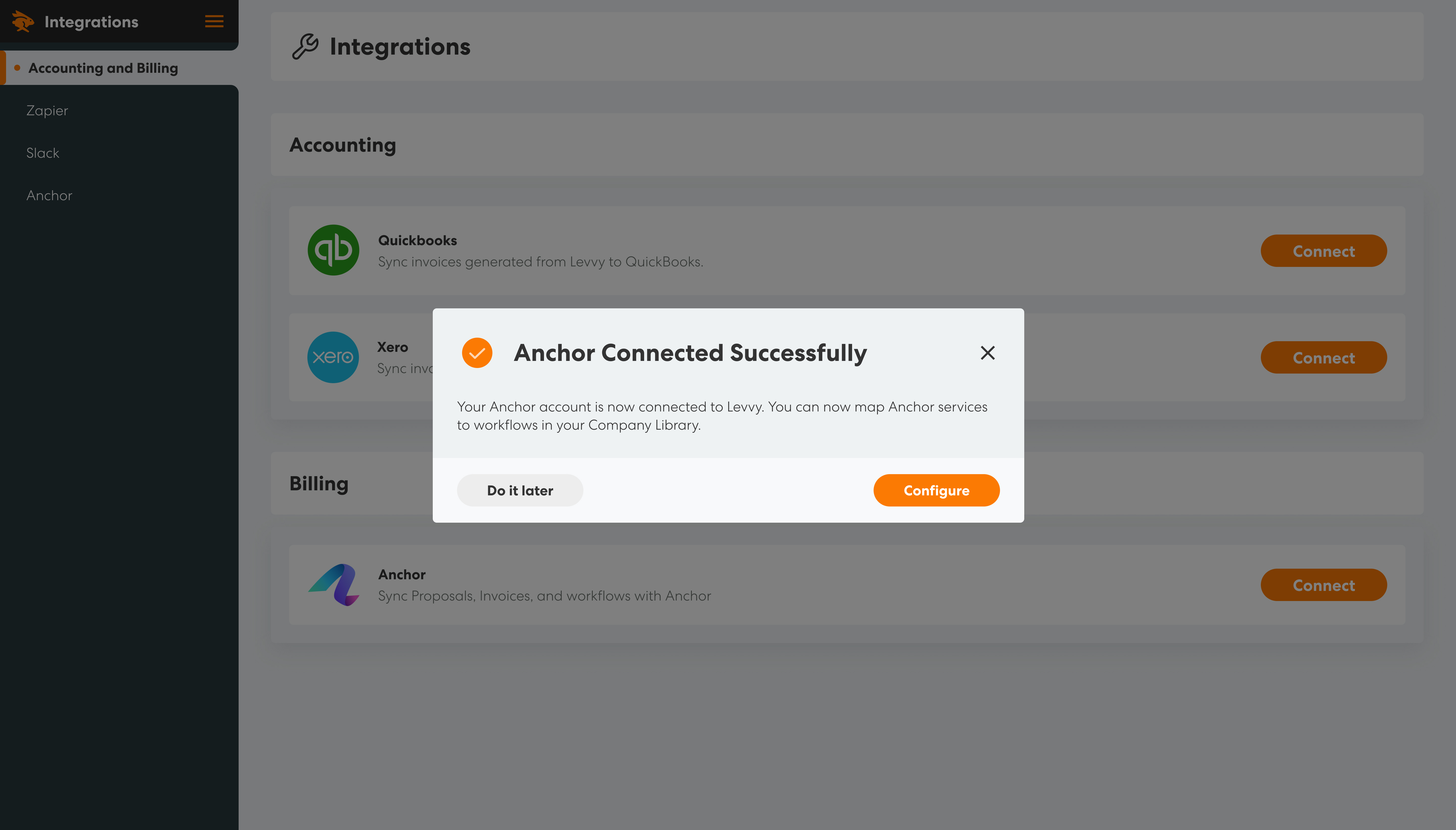 Anchor Connected Successfully in Levvy