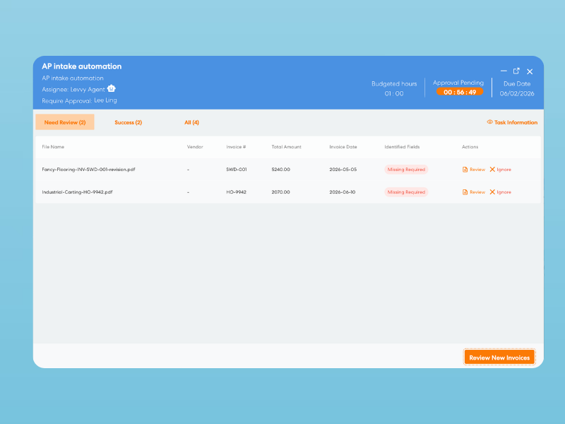 Stop typing invoices into your ledger. The Accounts Payable AI Agent is live in Levvy.