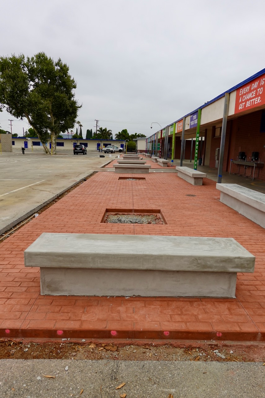 Cortada Elementary before renovation: aging campus infrastructure before greening project.