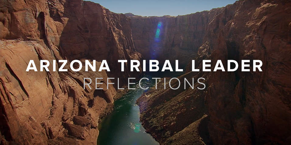 A deep Arizona Canyon with high red rocks and a river moving through it