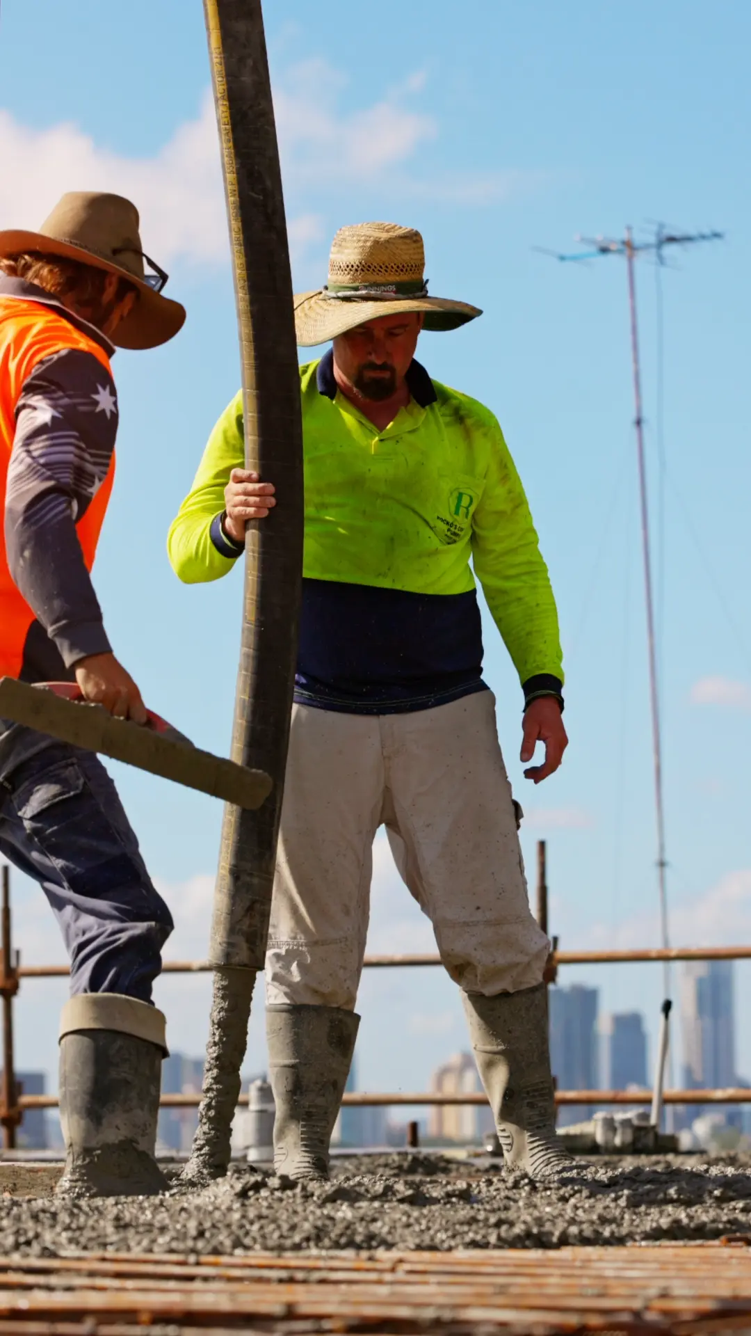 Filmed large-scale concrete pour, showcasing precision, teamwork, and machinery.
