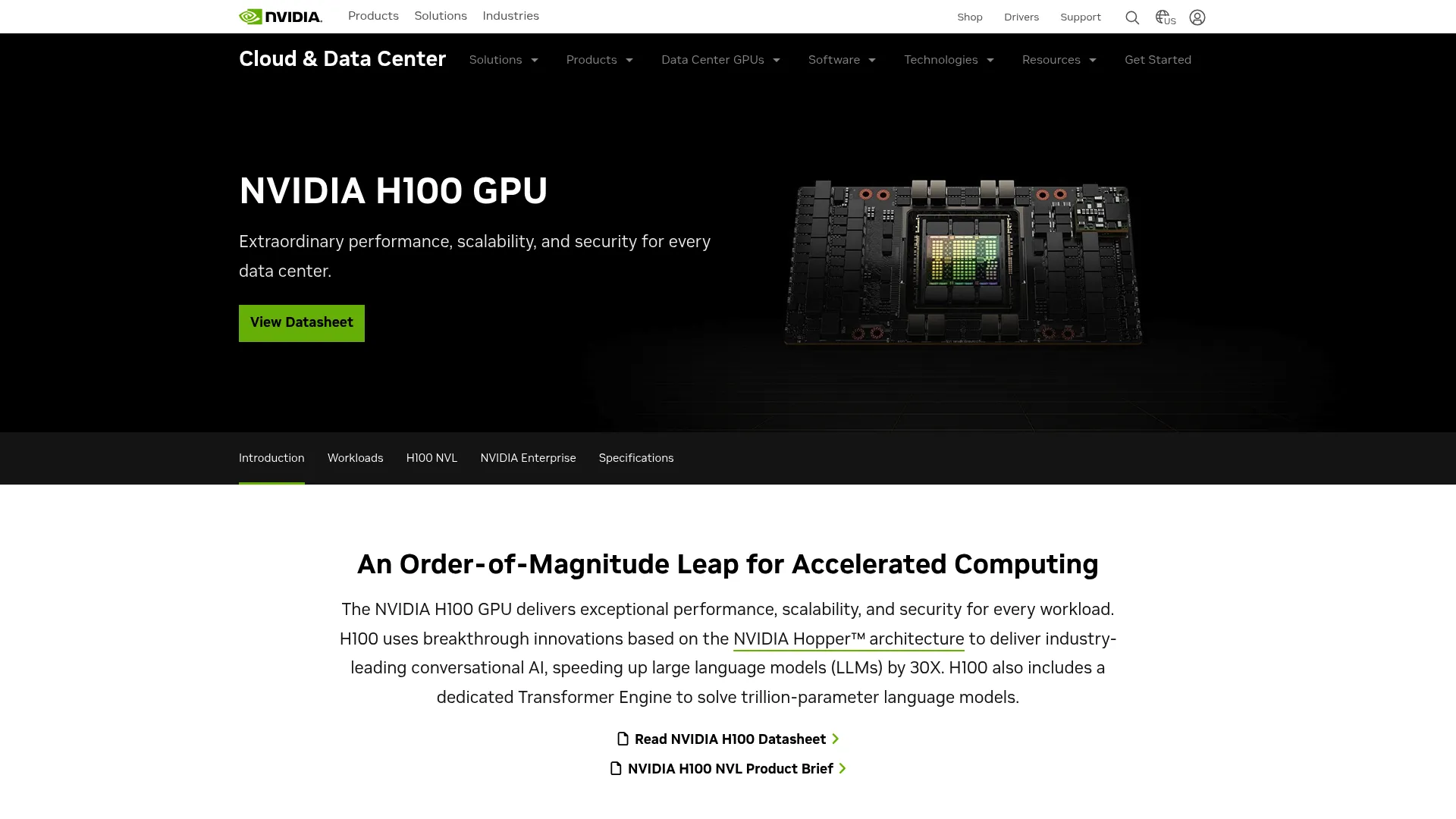 NVIDIA H100 GPU product overview