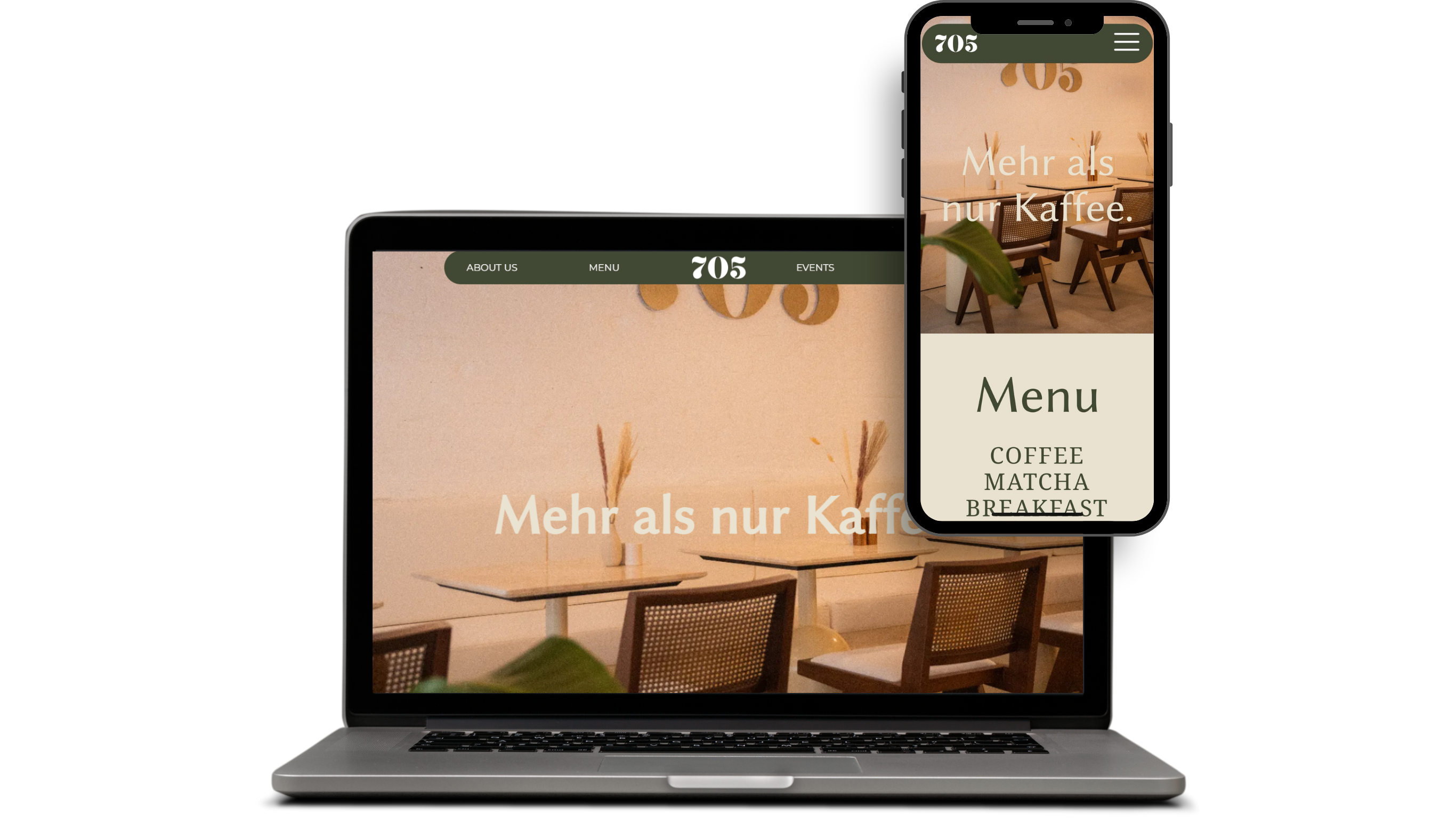 A laptop showing the Restaurant 705