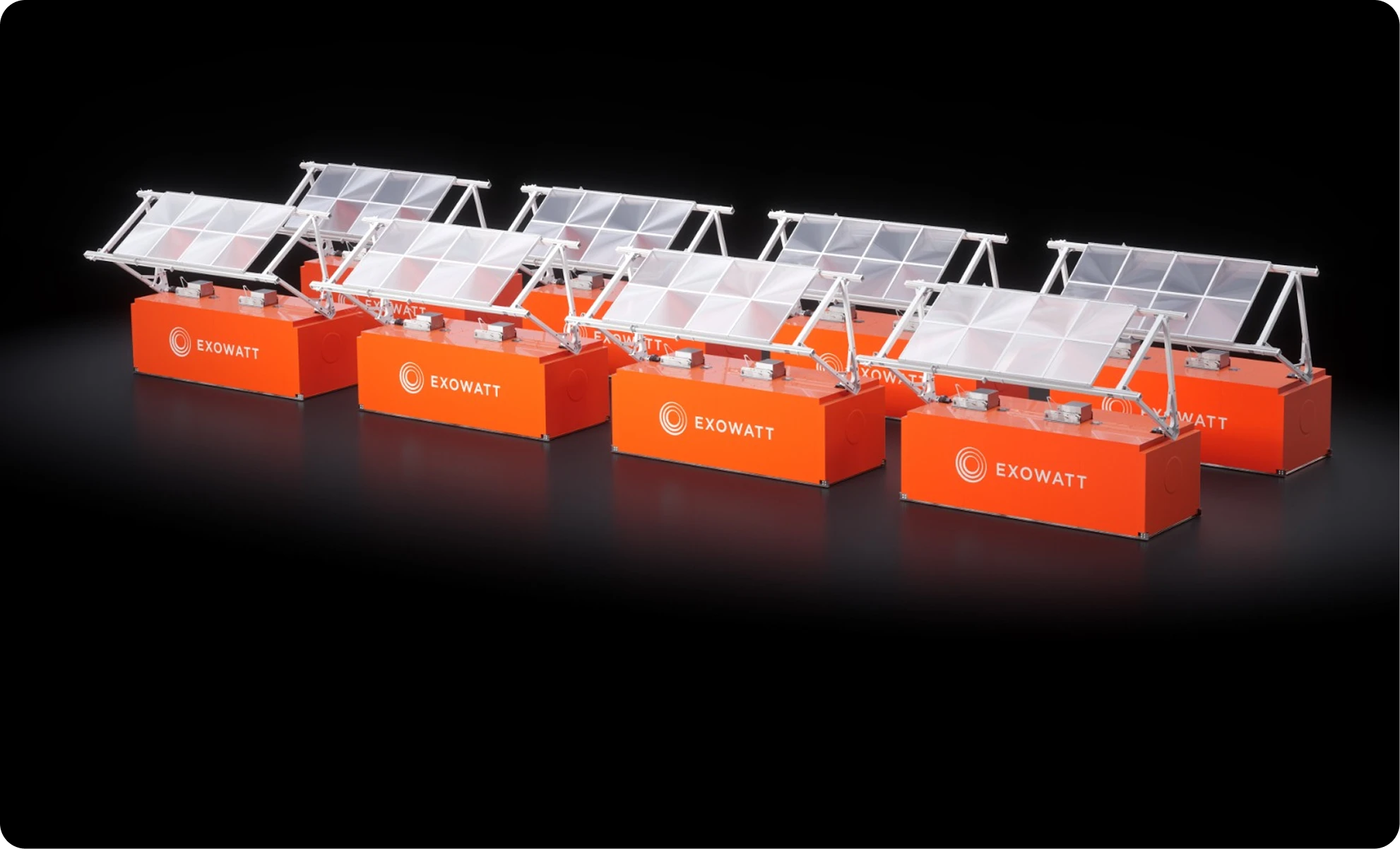 Two Rows of Organe Exowatt solar units