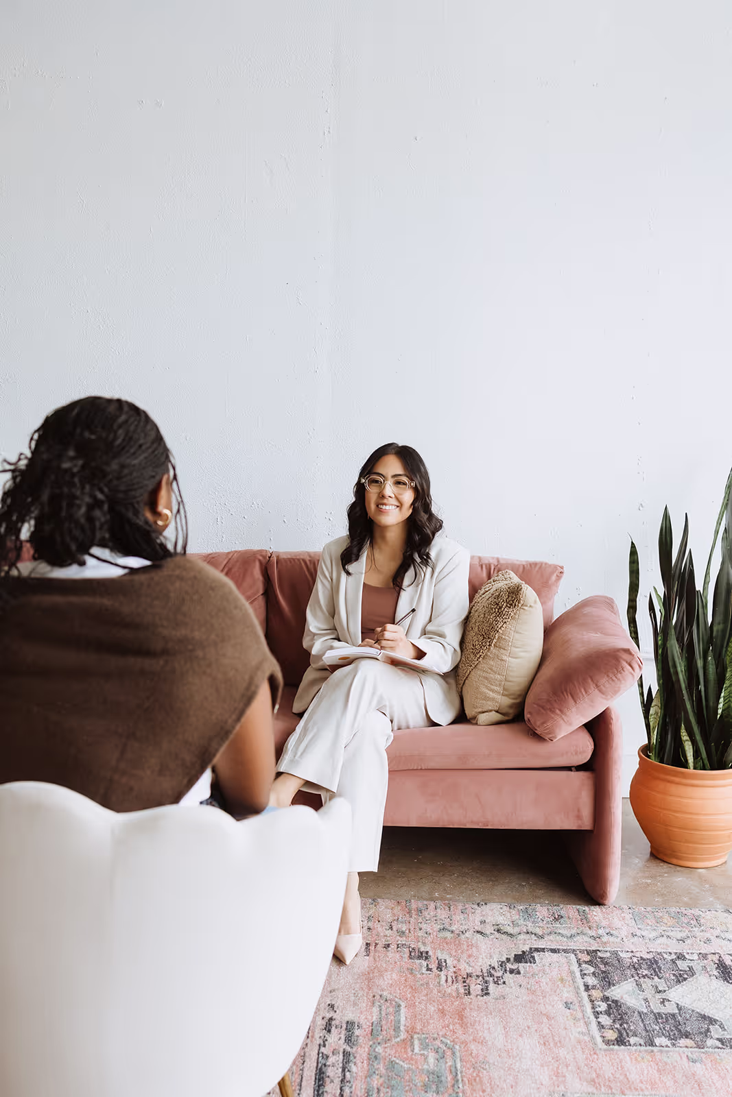 A first therapy session at Layers Counseling Specialists, clinician taking notes