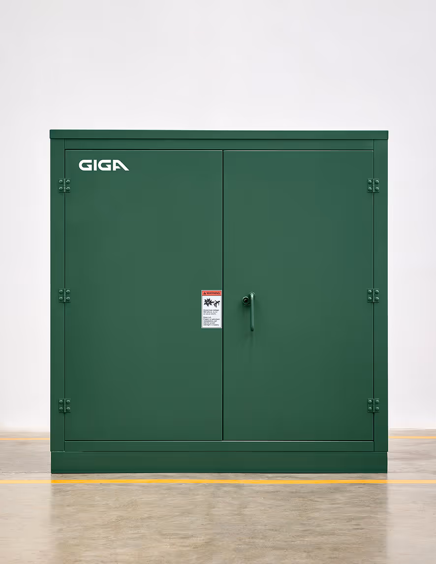 a padmount transformer in its enclosure
